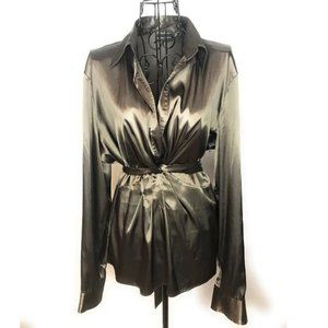 NY & Co Bronze Wrap Blouse